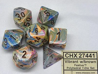 Produktbild von Chessex - Festive - 7-Die Set - Vibrant/Brown