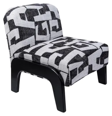 Produktbild von HOMLA Sessel LUSENTO aus schwarz-weißem Jacquard-Stoff, 66 x 72 x 72 cm
