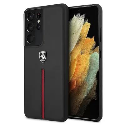 Produktbild von Ferrari FEOSIHCS21LBK S21 Ultra G998 schwarz/schwarz Hardcase Off Track Leder Nylon Stripe Schutzhlle