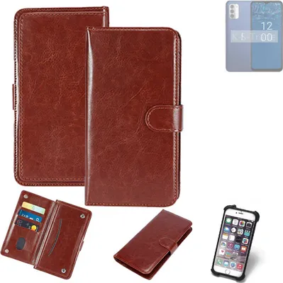 Produktbild von K-S-Trade 360° Hülle kompatibel mit Nokia G310 5G braun Kunstleder Case BookCase WalletCase Kunstlederederhülle Handyhülle, Rundumschutz Bumper