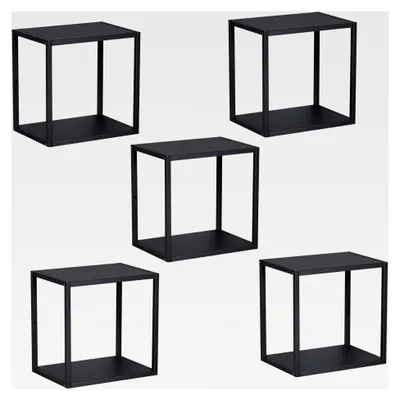 Produktbild von Wandregal 5er Set Nostened Hängeregal quadratisch 28 x 28 x 20 cm Wohnzimmer Metall Schwarz