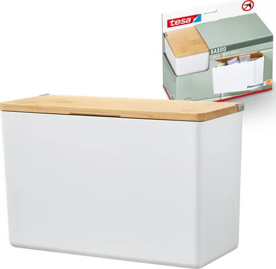 Produktbild von tesa Baboo Badorganizer XL Bambusdeckel Wandmontage ohne Bohren Aufbewahrung