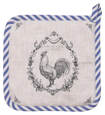 Produktbild von Clayre & Eef Topflappen 20x20 cm Beige Baumwolle Hahn
