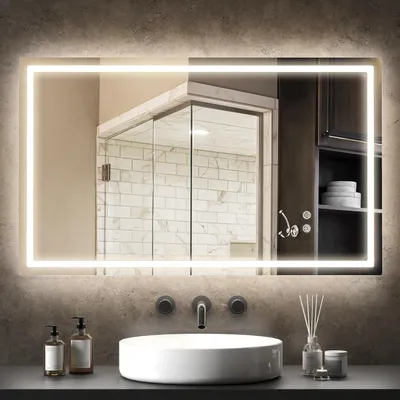 Immagine prodotto di Specchio da bagno a LED - Specchio con illuminazione - Specchio LED touch - Specchio a parete per il bagno - Specchio illuminato