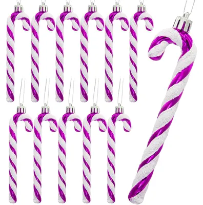 Image de Décoration de Noël en forme de bonbon, couleur rose, lot de 12 pièces