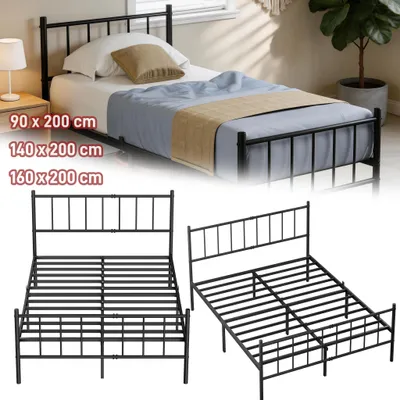 Obrázek produktu pro YARDIN Robustní kovový rám postele 140 x 200 cm, vysoká nosnost, stabilní konstrukce s pohodlným čelem