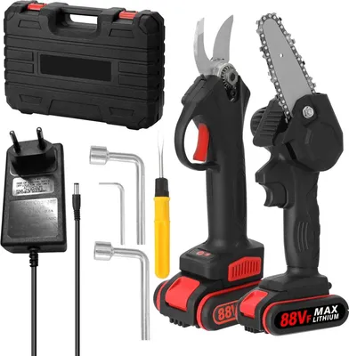 Produktbild von Elektrische Astsäge - Mini-Kettensäge - 20V Akku - Bürstenloser Motor - 2 Akkus - Kabellos - EU-Stecker - Unter 300 W