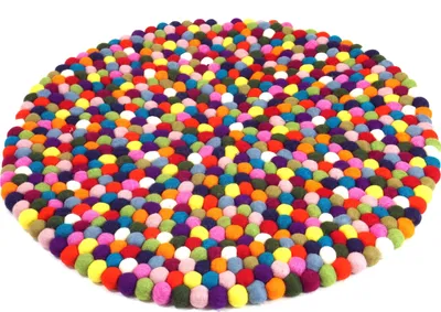 Produktbild von Filzkugel-Teppich Bunt 60 cm, Mehrfarbig, Wolle, Teppiche, Bodenmatten