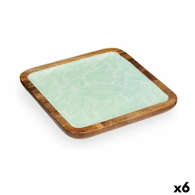 Produktbild von Tischdekoration 25 x 25 cm Pflanzenblatt Weiß Braun grün Harz Mango-Holz (6 Stück)
