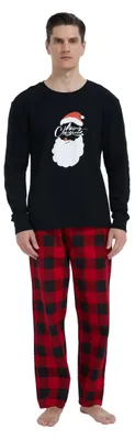 Produktbild von Pyjama-Set für Damen – 100% Baumwoll-Flanell, lange Ärmel, rot/schwarz kariert