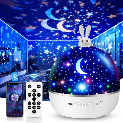 Image de Projecteur de ciel étoilé pour enfants, avec 15 films, jouet pour bébé, musique Bluetooth – Lapin