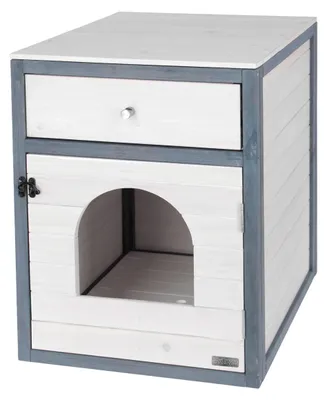 Image de Maison pour chat Ida en blanc et gris