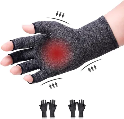 Produktbild von Arthritis Handschuhe Kompressionshandschuhe Fingerlose handschuhe fr Schmerzlinderung Gaming Tippen und Wrme fr Mnner und Frauen arthrose handschuhe (M, grau)