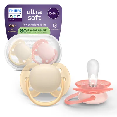 Zdjęcie produktu dla Philips AVENT Pacifier SCF091/38 Smoczki ultra soft, Smoczek mega miękki, Ortodontyczne, Silikon, Chłopak, dziewczyna, Możliwość umycia w zmywarce