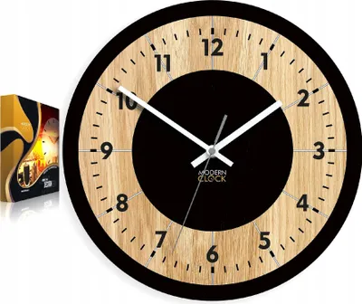 Produktbild von ModernClock, Wanduhr, Wohnzimmer, 33cm, große Wanduhr aus Eiche, Tokio