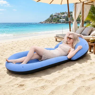 Image de Omgoods - Tapis de plage gonflable avec coussin, 180 x 75 cm