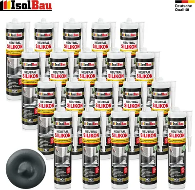 Isolbau Neutralsilikon Anthrazitgrau 20 x 300 ml Natursteinsilikon Dichtstoff Fugen