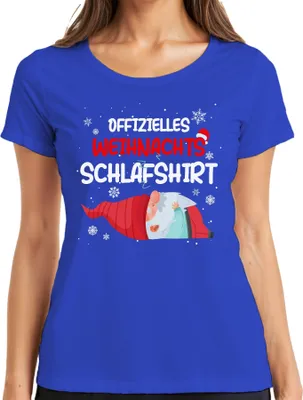 Produktbild von Offizielles Weihnachts-Schlafshirt Gnom Wichtel - Weihnachten Xmas Christmas Damen T-Shirt, Blau, XXL