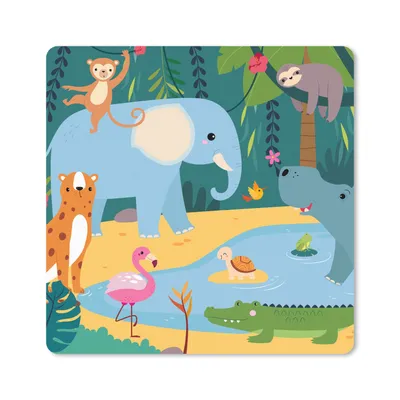 Produktbild von MuchoWow® Mauspad Mousepad Dschungel - Elefant - Tiere 20x20 cm - Mousepads - Maus Mat - Pad - Mausunterlage - Desk Mat - Bureauartikeln