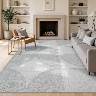 Immagine prodotto di Tribesigns, tappeto geometrico, 160x230 cm, tappeto moderno minimalista a pelo corto, lavabile in lavatrice, ideale per soggiorno, camera da letto, ufficio, colore grigio