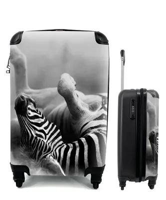 Obrázok produktu pre Kufrík Ručná batožina na kolieskach Malý cestovný kufor so 4 kolieskami Zebra - Zvieratá - čierna - biela - Veľkosť kabíny < 55x40x23 cm & 55x40x20 cm