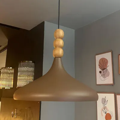 Produktbild von Champion Braun Pendelleuchte Ø35 cm Holz-Metall E27 Moderne Lampe