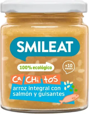 Zdjęcie produktu dla Obiadek słoiczek z groszkiem i łososiem od 10 miesiąca 230g Smileat