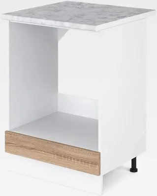 Produktbild von Unterschrank R-Line, Sonoma/Weiß, 60 cm mit Großnische, mit Arbeitsplatte