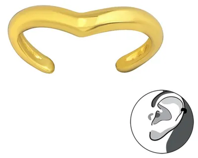Produktbild von Ohrklemme Silber 925: Ear Cuff Ohrring ohne Loch Gold