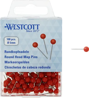 Produktbild von Rundkopfnadeln Stecknadeln Markierungsnadeln Pinnwandnadeln Nadeln 100 Stück Ø 5 mm Rot