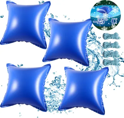 Immagine prodotto di Cuscini per piscina Ikodm, 120x120 cm | Cuscini invernali per piscina | Copertura gonfiabile quadrata per piscina | Resistenti al gelo fino a -25°C | Materiale: PVC | Confezione da 4 pezzi