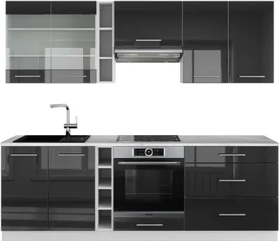 Produktbild von Küchenzeile Vicco Fame-Line Anthrazit Hochglanz/Weiß 235 cm , AP Marmor, Model 42663