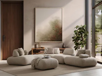 Produktbild von Beiges L-Form Sofa Designer Wohnzimmer Couch Eckcouch
