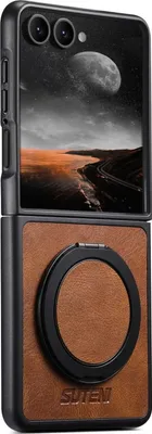 Image de Pour Samsung Galaxy Z Flip7 5G Suteni MagSafe 360 degrés Porte-anneau Housse Marron