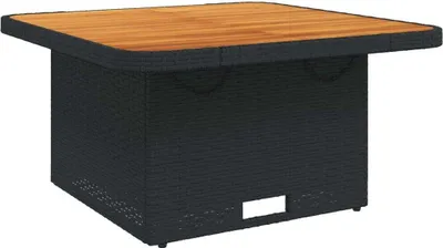 Produktbild von vidaXL Gartentisch Schwarz 80x80x71 cm Poly Rattan und Akazienholz