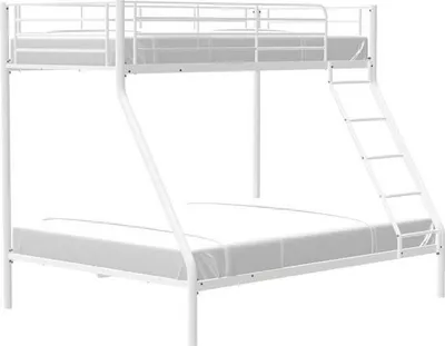 Image de Lits superposés 3 places BRUCE, 90/140 x 190 cm, Métal Blanc, Sommiers inclus, L198.2 x 146.5 x 163 cm