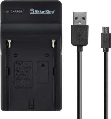 Produktbild von USB-Akku-Ladegerät kompatibel mit Sony NP-F550, NP-F570, NP-F750, NP-F770, NP-F960, NP-F970, NP-F980D, NP-F990