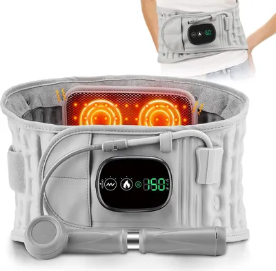 Produktbild von wireless lendenstützgürtel mit heizfunktion, rotlicht & vibration, aufblasbar, ergonomische wirbelsäule unterstützung, schmerzlinderung