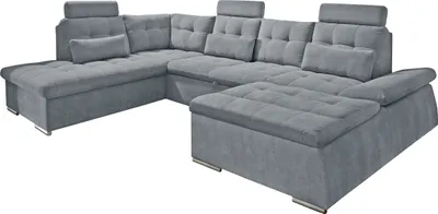 Produktbild von Wohnlandschaft >NALO< Schlaffunktion, Kopfstützen, Bezug anthrazit - 324x103x219 (BxHxT)