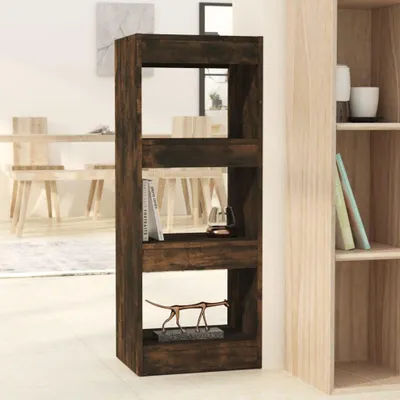Image de Bibliothèque "Jückelberg" en panneau de particules en chêne fumé. Dimensions (L/H/P) 40x103x30 cm
