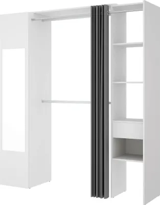 Produktbild von Kleiderschrank Dmancin, Struktur für begehbaren Kleiderschrank, offene Garderobe, 177x52h205 cm, Weiß und Anthrazit
