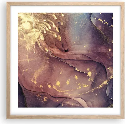 Produktbild von Gerahmtes Poster - Rahmen in heller Eiche - Stein Gold Marmor - 50x50 cm - Wand Bild - Wanddeko - Wandbilder - Kunstposter - Wandposter - Bilderrahmen - Bilder - Kunstdruck - P2NAC50x50-4714