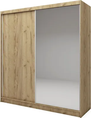 Produktbild von Masseno Schiebetürenschrank PATRIZIA 200 cm Kleiderschrank Schlafzimmer Schrank 2-türig mit Spiegel Eiche Artisan