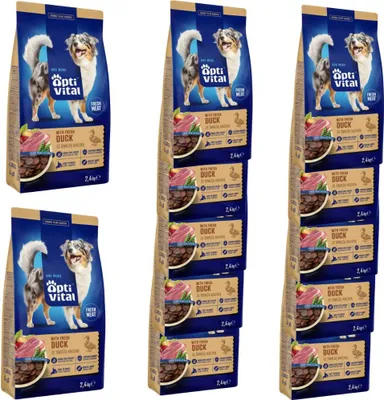 Zdjęcie produktu dla OptiVital Sucha Karma dla Dorosłych Psów 2,4 kg Świeża Kaczka