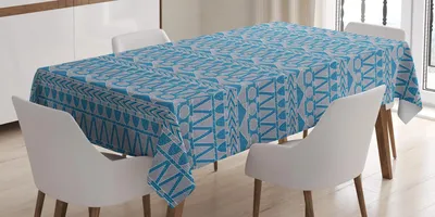 Obrázok produktu pre ABAKUHAUS Etnický obrus, starogrécky štýl Art Deco, geometrické motívy azteckého folklóru, hippie, 140 x 240 cm, sivohnedá a morská modrá
