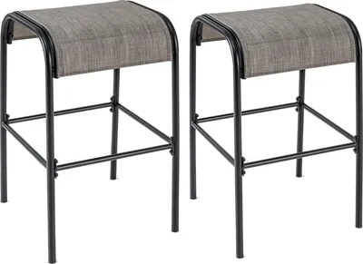 Produktbild von GOPLUS Barhocker 2er Set, Barstuhl Outdoor wetterfest mit geschwungener Sitzfläche, Fußstütze, Gartenstuhl ohne Rückenlehne bis 180kg belastbarrz