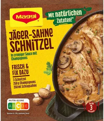 Produktbild von Maggi Fix für Jäger Sahne Schnitzel in cremiger Pilzsoße 27g