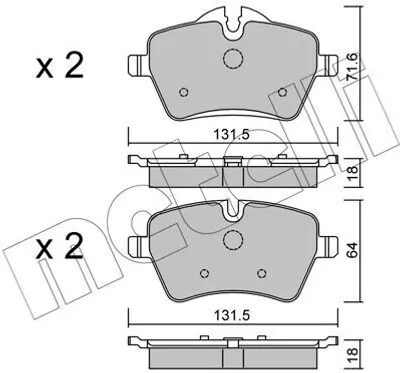 Produktbild von METELLI 22-0768-0 Bremsbeläge Satz Vorne Bremsklötze für MINI Schrägheck (R56) Schrägheck (R50, R53) Clubman (R55) Countryman (R60) Cabrio (R57)