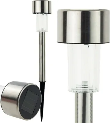 Produktbild von Solar Garten Lampe Angetrieben Led Dämmerung Sensor Post Silber