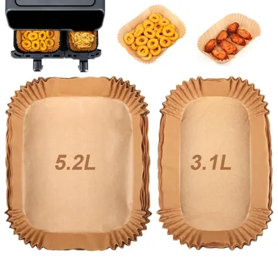 Produktbild von Backpapier für Heißluftfritteuse 100 Stück, rechteckig, 5,2/3,1 L, hitzebeständig bis 250°C
